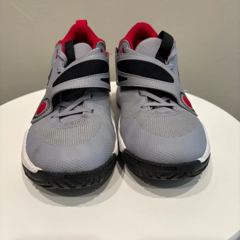 Nike Team Hustle D11 Boys Shoes Cement Grey Gym Red - Size: 7